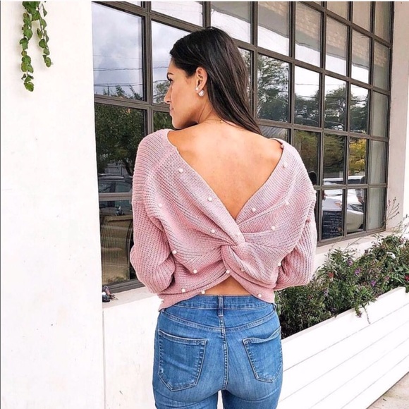LAST 1✨ pearl twist knit sweater blush pink - Picture 2 of 6